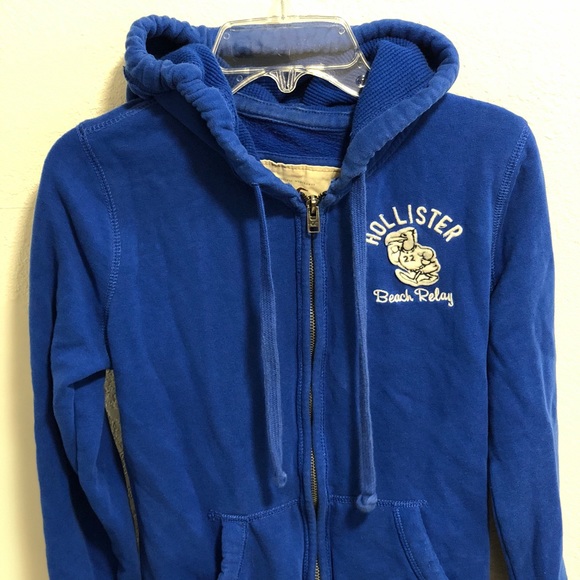 hollister blue zip hoodie